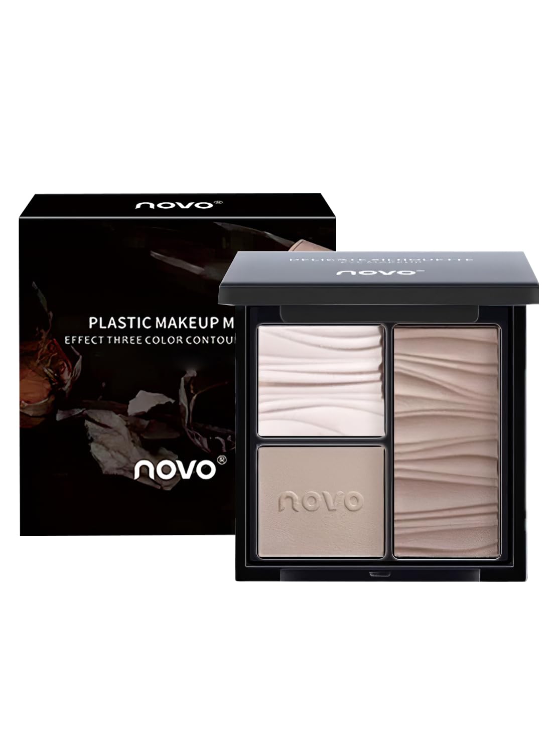 Three Colors Contour Palette, Makeup Palette Contain Contour and Highlighter, Long Lasting Waterproof Eye Makeup Palette, Contouring Palette, Matte Radiance Luminizer