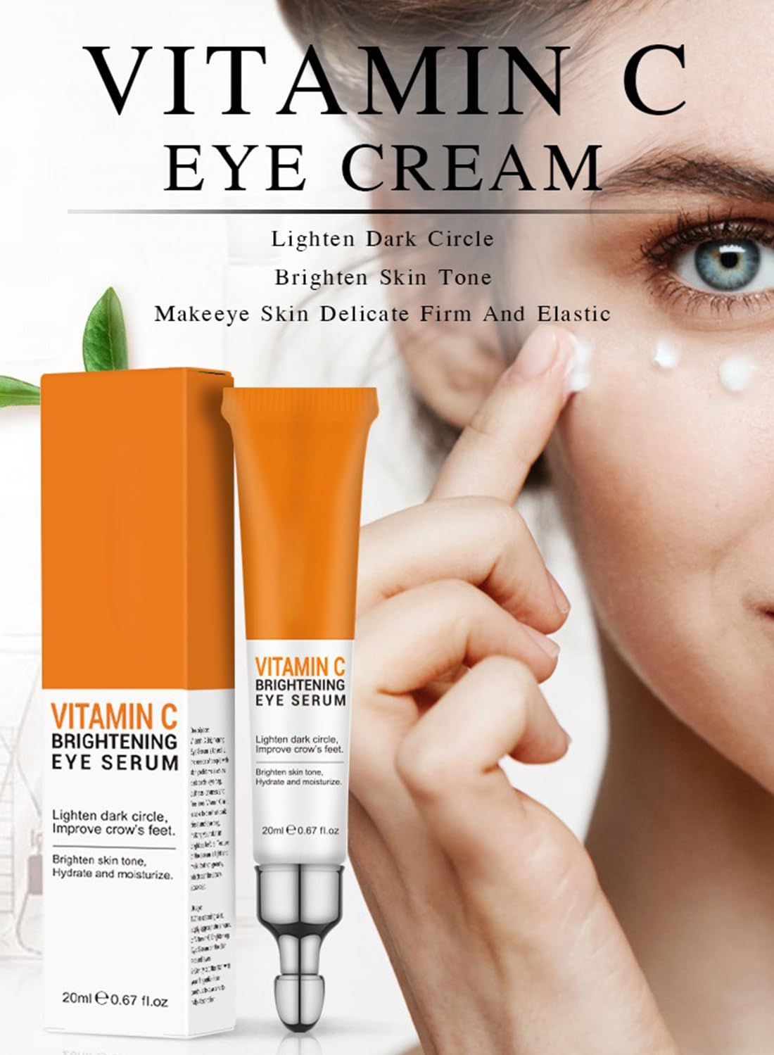Vitamin C Brightening Eye Serum, Hydrating Under-Eye Gel, Evens Tone, Boosts Radiance, Reduce Dark Circles & Puffiness, 20 ml