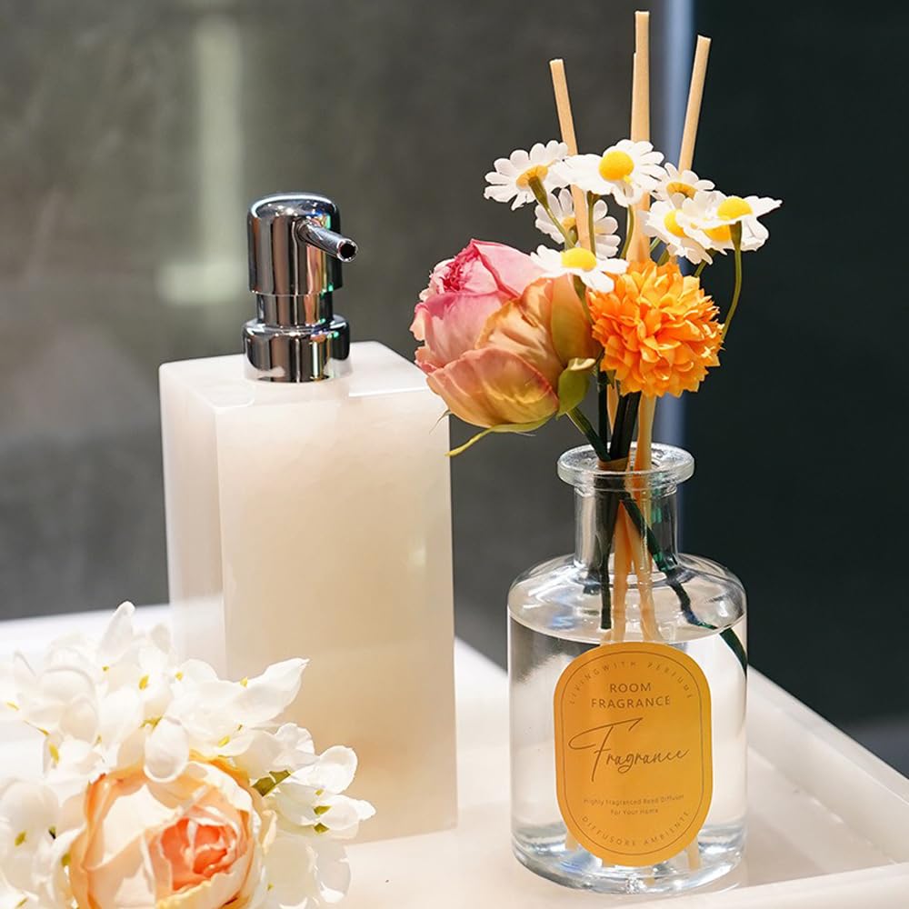 Reed Diffuser, Artificial Flower Home Fragrance Oil with 4 Reed Sticks for Office & Bathroom Decor 200ml