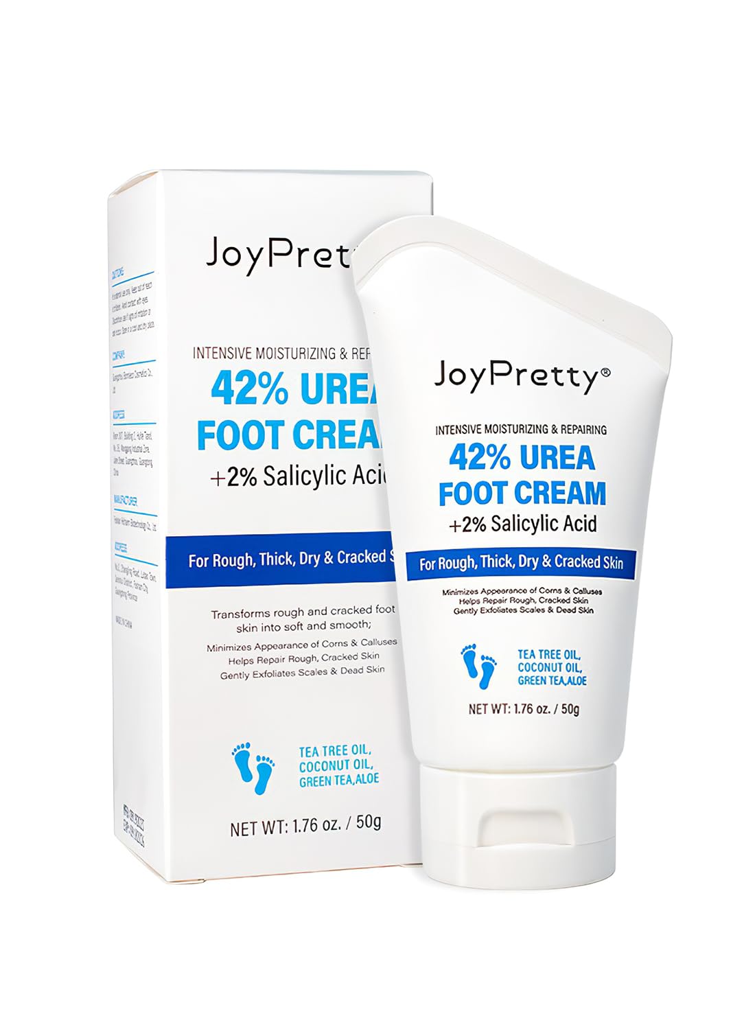Urea Cream 40% with 2% Salicylic Acid, Intensive Repair Treatment for Dry Cracked Heels Feet Knees Elbows Hands, Maximum Strength Deep Moisturizing Foot Cream, Callus Remover 50g