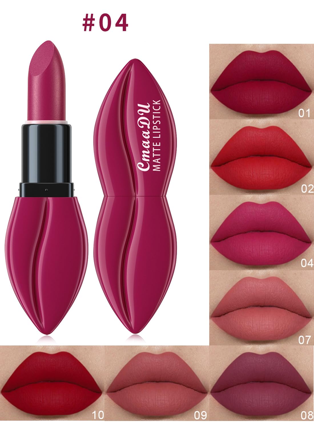 Matte Lipstick for Women, Long Lasting Waterproof Highly Pigmented Moisturizing Velvet Lip Gloss, Not Fade Lightweight Smudge Proof Lip Stain for Girls and Women - Purple 04