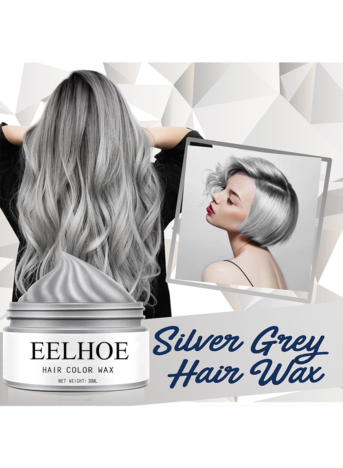 Hair Color Wax, Natural Temporary Hair Dye Styling Cream, Long Lasting Fluffy, Easy to Apply,  Washable Instant Hair Color Hairstyle DIY Wax, for Parties Cosplay & Fashion Events 30ml