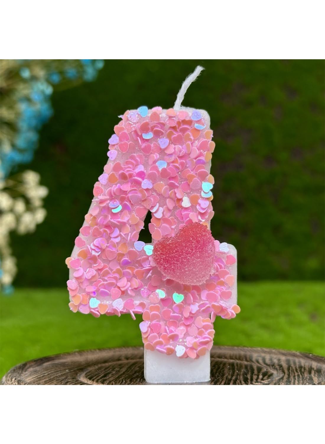 Pink Heart Number Cake Candle