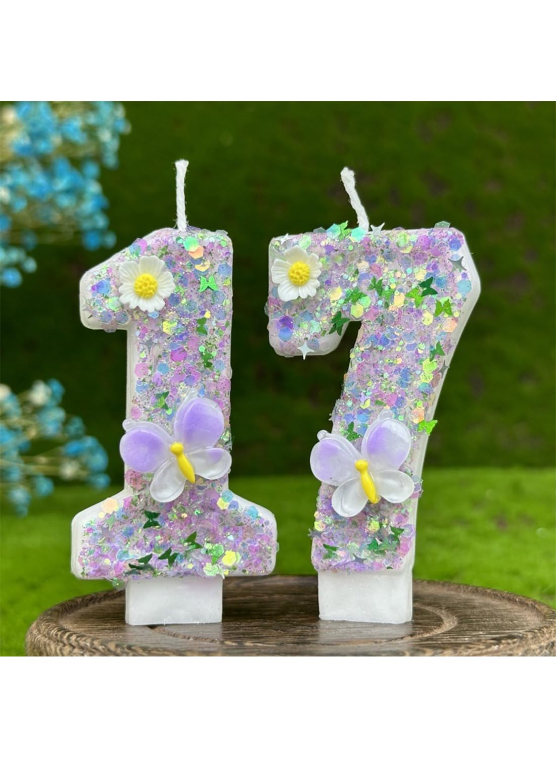 Colorful White Flower Number Cake Candle