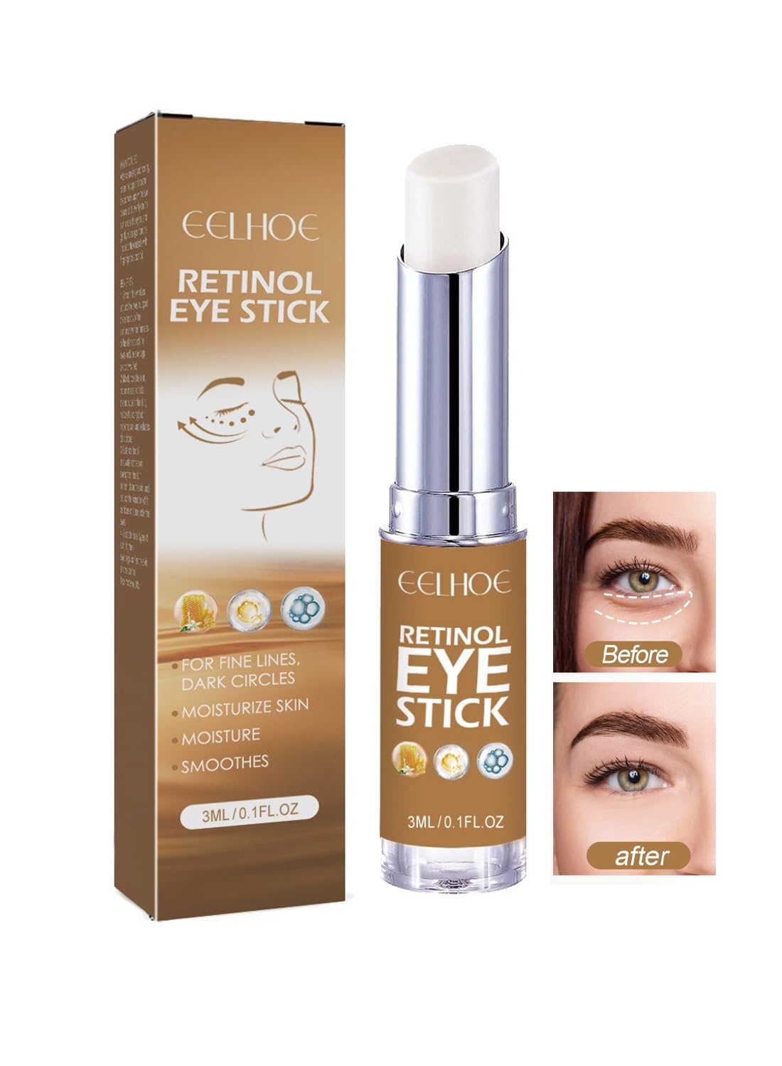 Retinol Under Eye Stick for Anti-Wrinkle and Dark Circle Removal, 1 pc 3ml