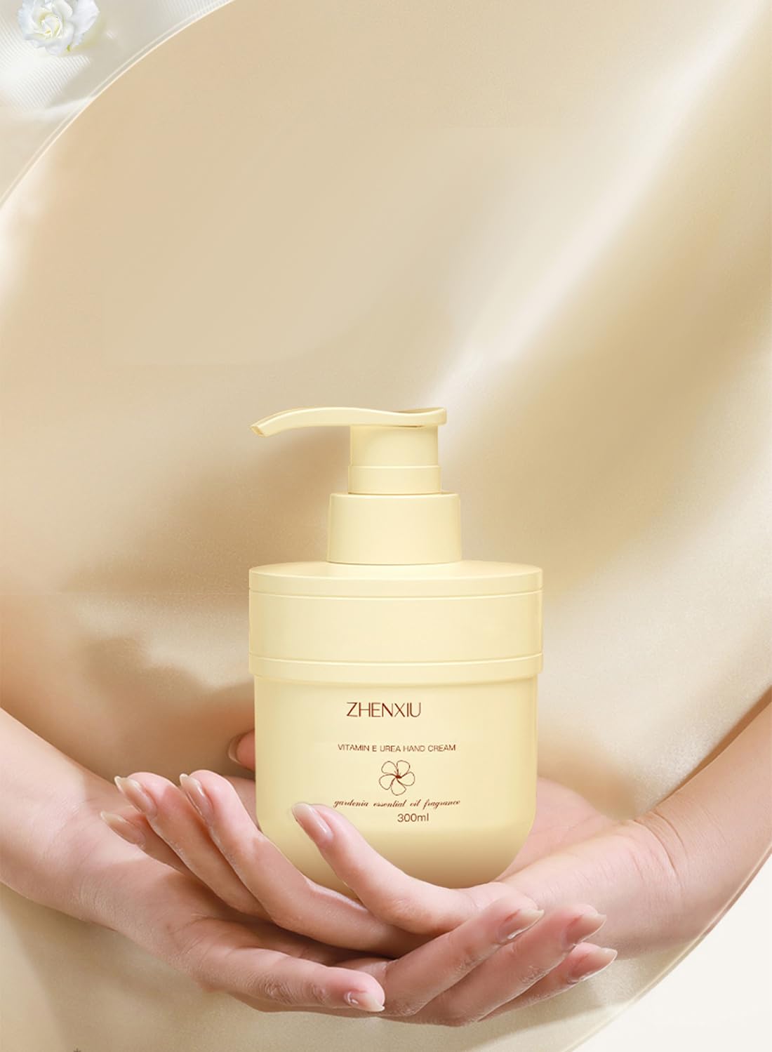 Urea Hand Cream with Vitamin E, Moisturizing Advanced Brightening Soothing Foot and Hand Moisturizer with Gardenia Essential Oil for Dry Cracked, Instant Hydration 300ml