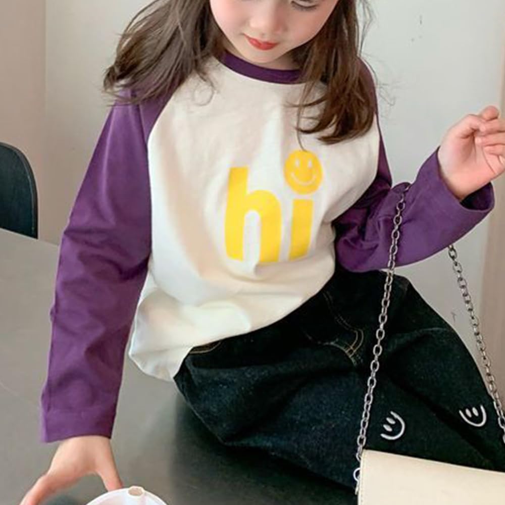 L&Wen Girls Crewneck Raglan Long Sleeves T-shirt