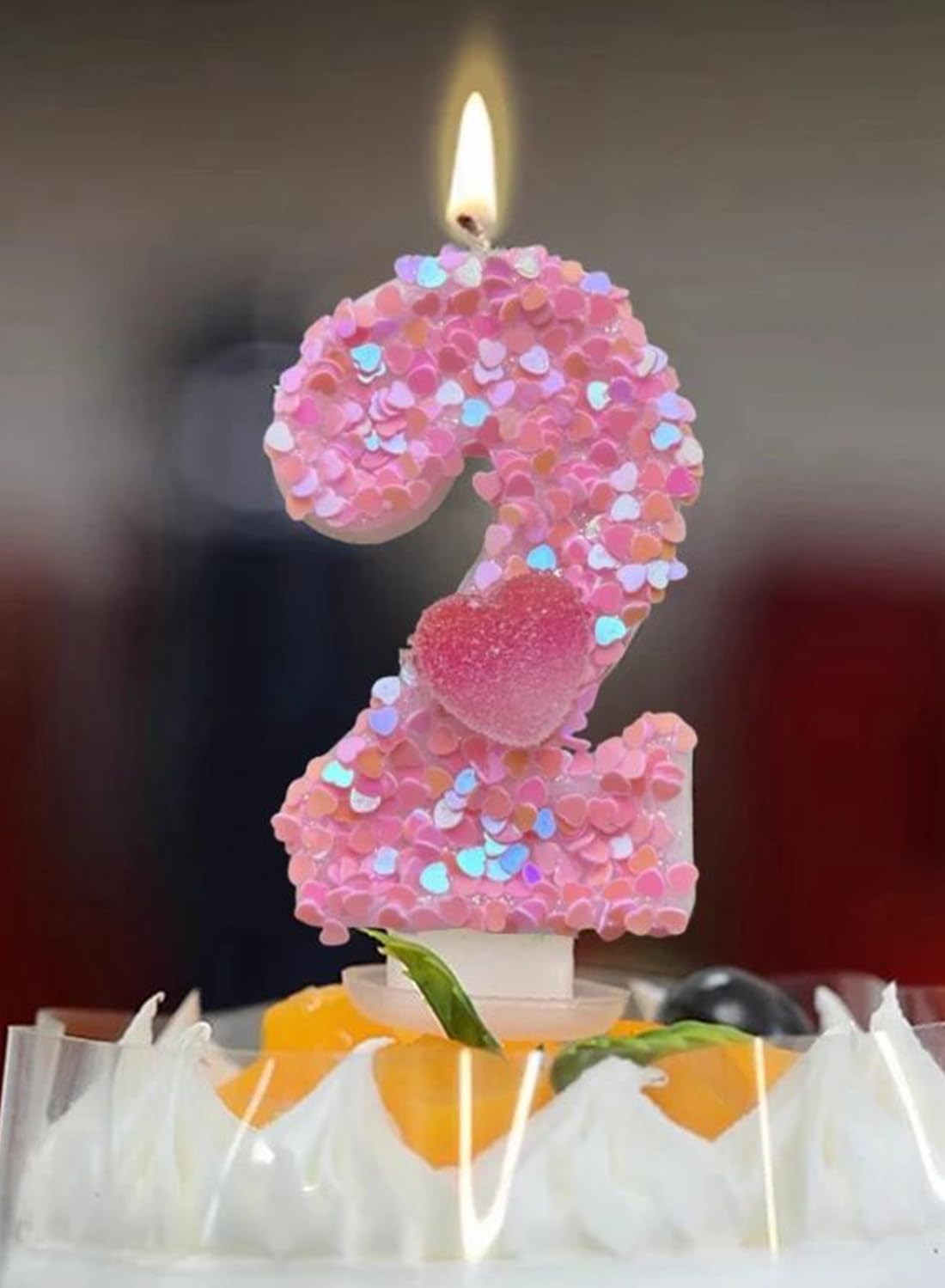 Pink Heart Number Cake Candle