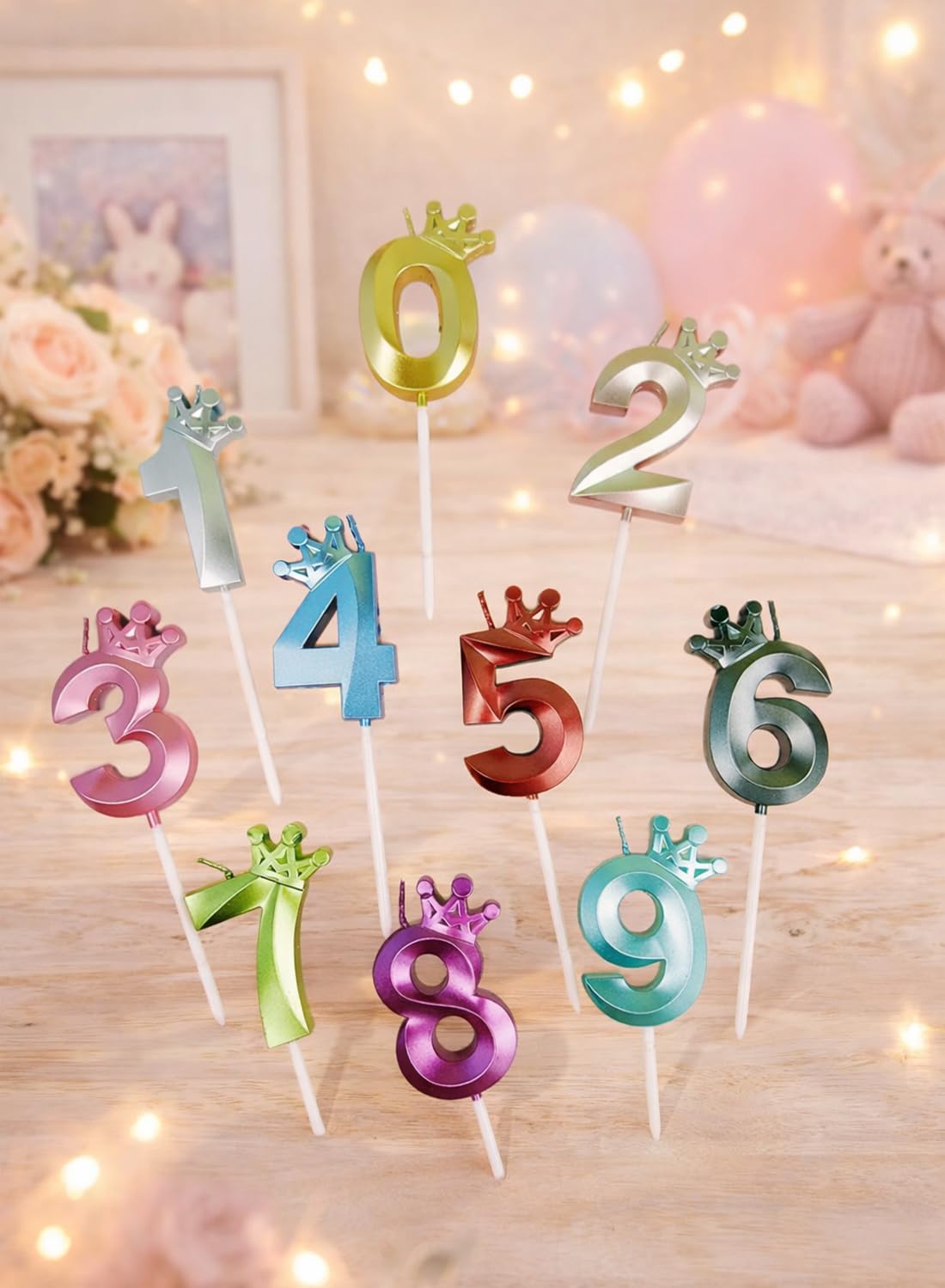 l&Wen Birthday Candles Twisted,  Long Thin Spiral Candle with Holders for Wedding Party Decorations (6 Pcs, Silver Twisted Collection)