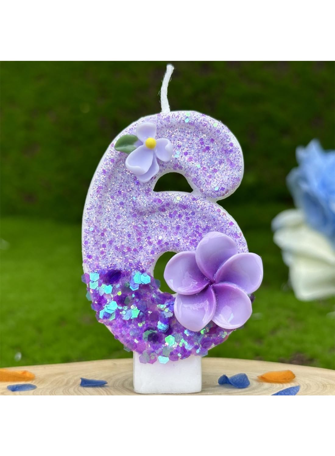 L&wen 7cm Birthday Number Candles for Cake Decoration, Glittery Cake Toppers with Perfect for Kids' Parties, Anniversaries Celebrations