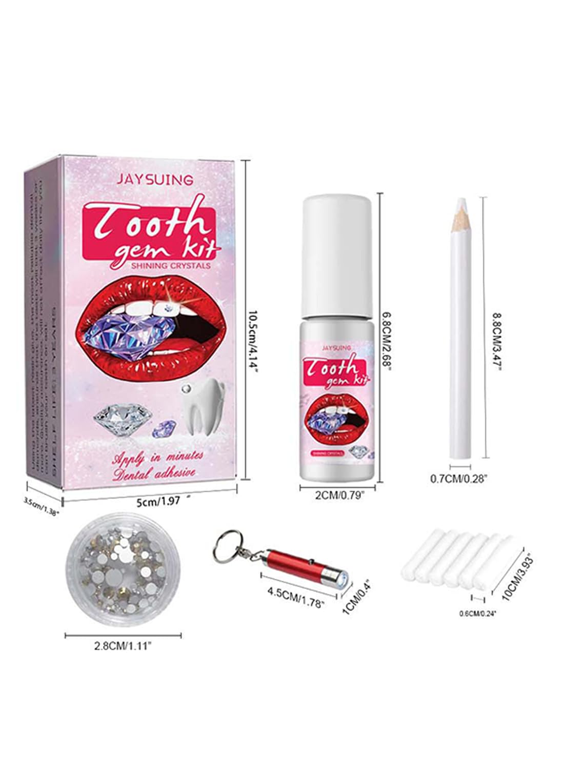 Tooth Gem Kit with Cotton Rolls UV Light Gem Suit Gems Picker and UV Bonding