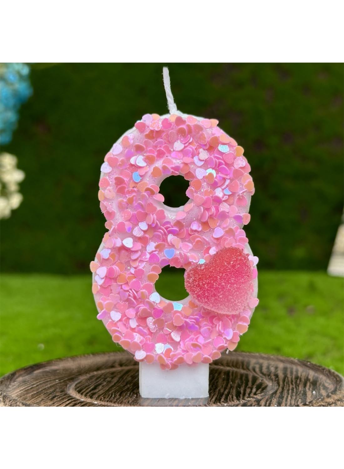 Pink Heart Number Cake Candle