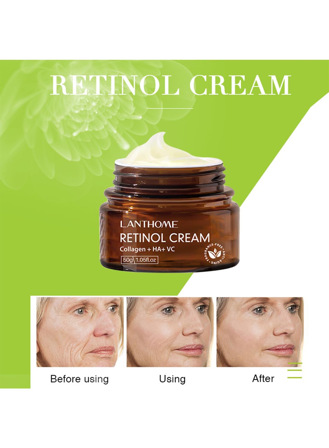 LANTHOME Retinol Cream with 2.5% Active Retinol to Reduce Fine Lines 50g