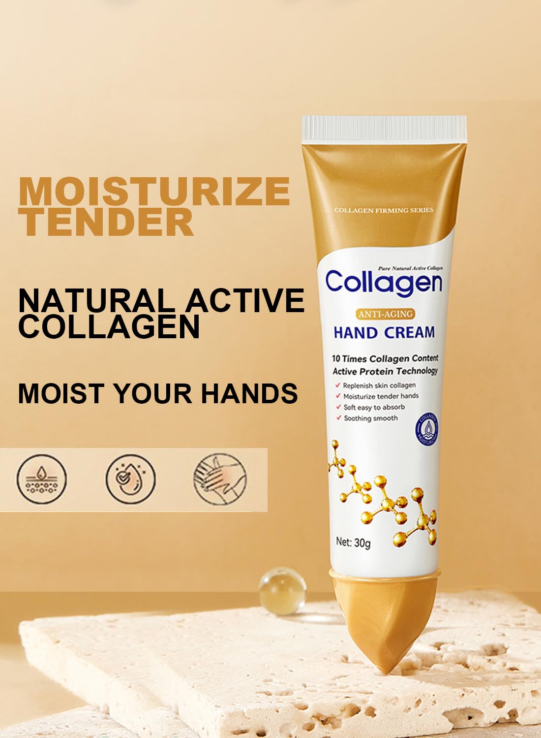 Body Skin Repair, Collagen Anti-Aging Hand Cream, Moisturizing Fast Absorb Hand Lotion to Nourish Dry Rough Skin, 30gX5pcs