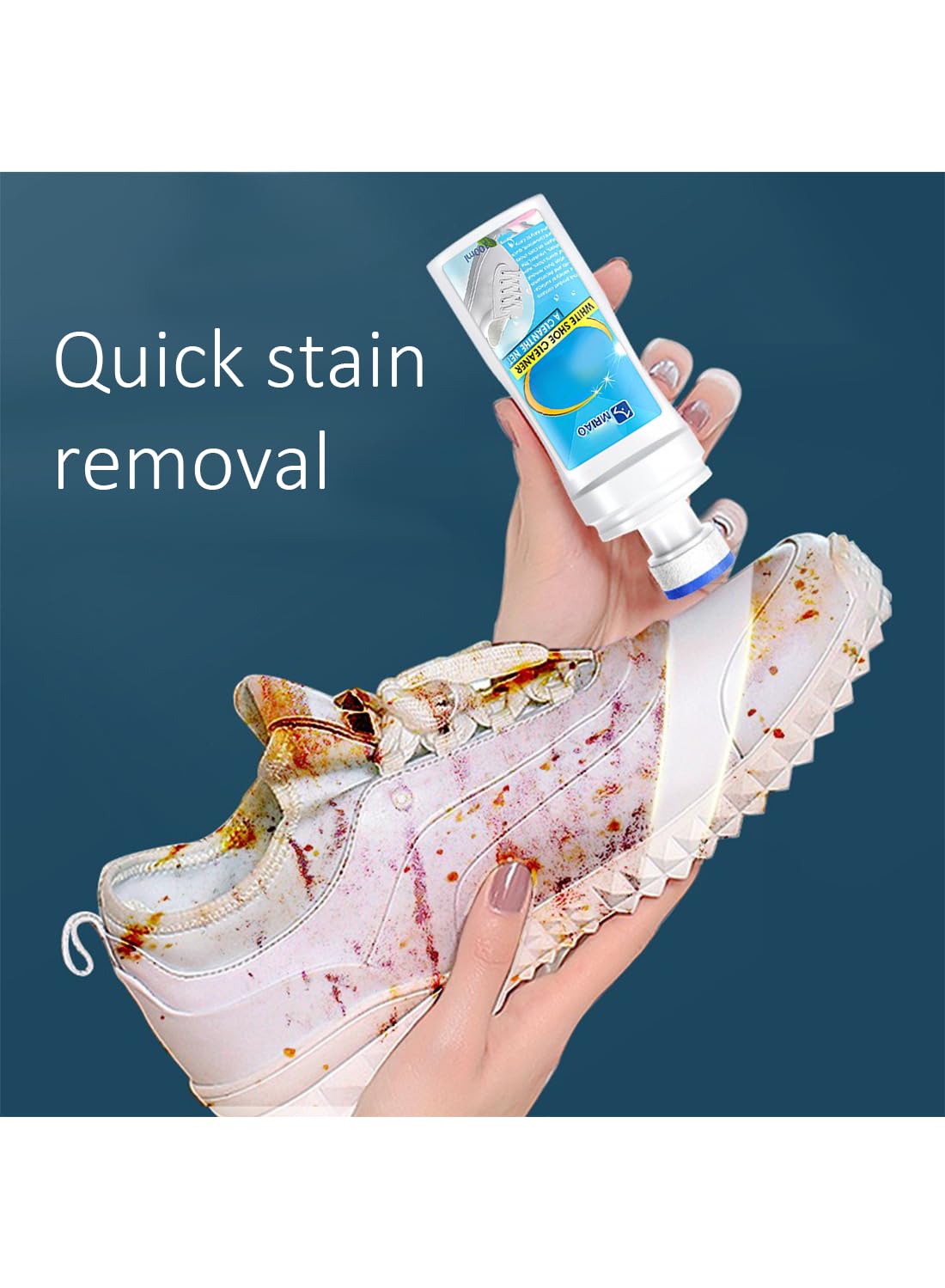 White Shoe Cleaner with Brush, Shoe Cleaner Foam for Tennis Shoes, Canvas 100ml