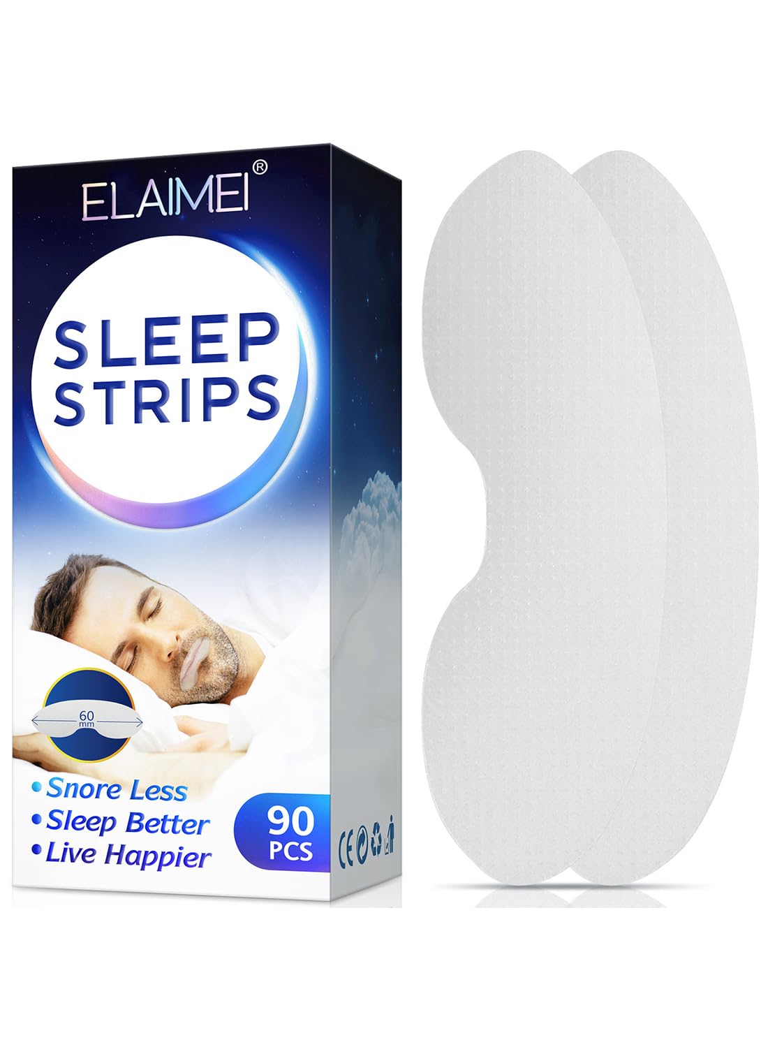 Anti-Snoring Sleep Strips, Sleep Mouth Strip for Better Nose Breathing - 90 Pcs