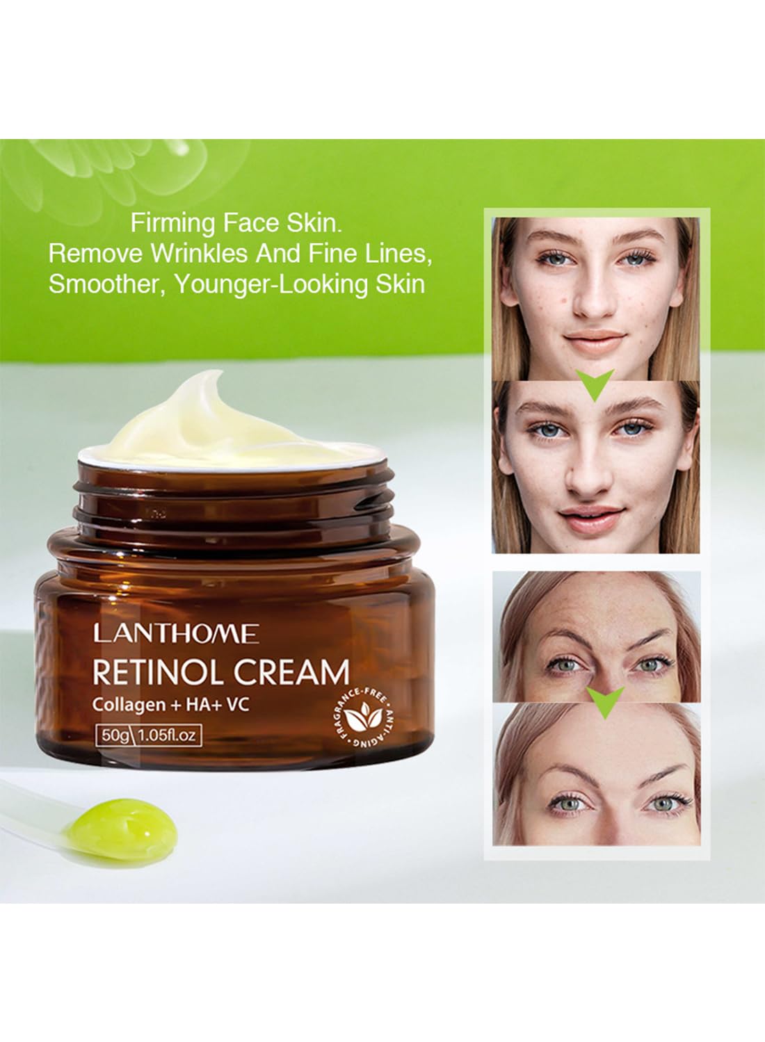 LANTHOME Retinol Cream with 2.5% Active Retinol to Reduce Fine Lines 50g