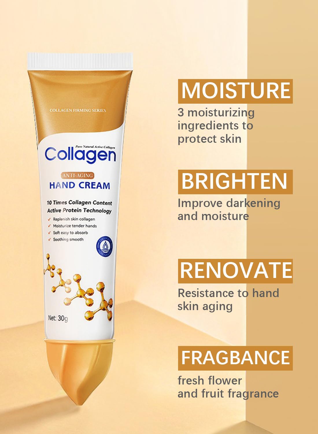 Body Skin Repair, Collagen Anti-Aging Hand Cream, Moisturizing Fast Absorb Hand Lotion to Nourish Dry Rough Skin, 30gX5pcs