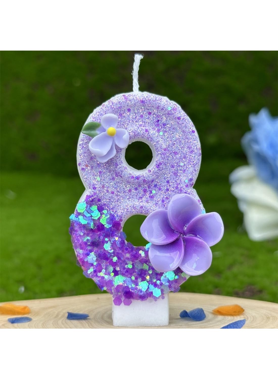 L&wen 7cm Birthday Number Candles for Cake Decoration, Glittery Cake Toppers with Perfect for Kids' Parties, Anniversaries Celebrations