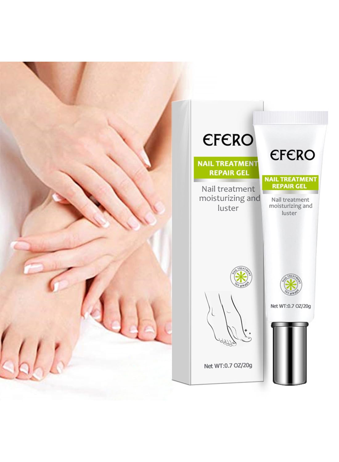 Nail Treatment Repair Gel, Nail Repair Cream, Restores Appearance of Discolored & Damaged Nails, Nail Grooming Gel for Nail Growth Care 20g