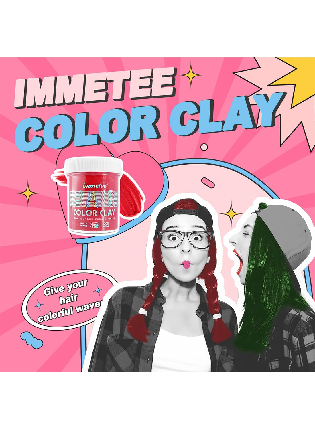 Temporary Hair Color Wax, Instant Hair Styling Clay, Safe Hair Wax Dye, Natural Washable Hair Styling Clay, Hair Dye Hair Color Wax Pomades for Cosplay, Party 100ml