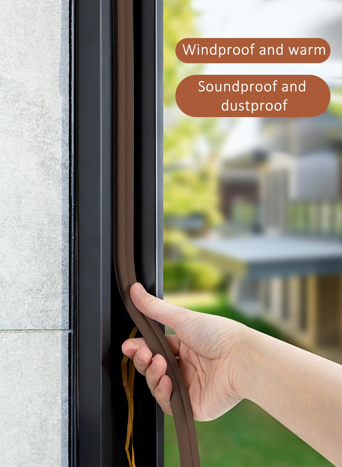 D Shaped Door Draft Stopper, Self Adhesive Soundproof Door Seal Strip 5m Black