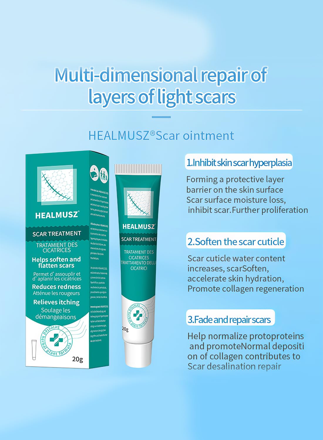 Scar Treatment Effective Safe Scar Removal Cream to Soften and Flatten Scar 20g