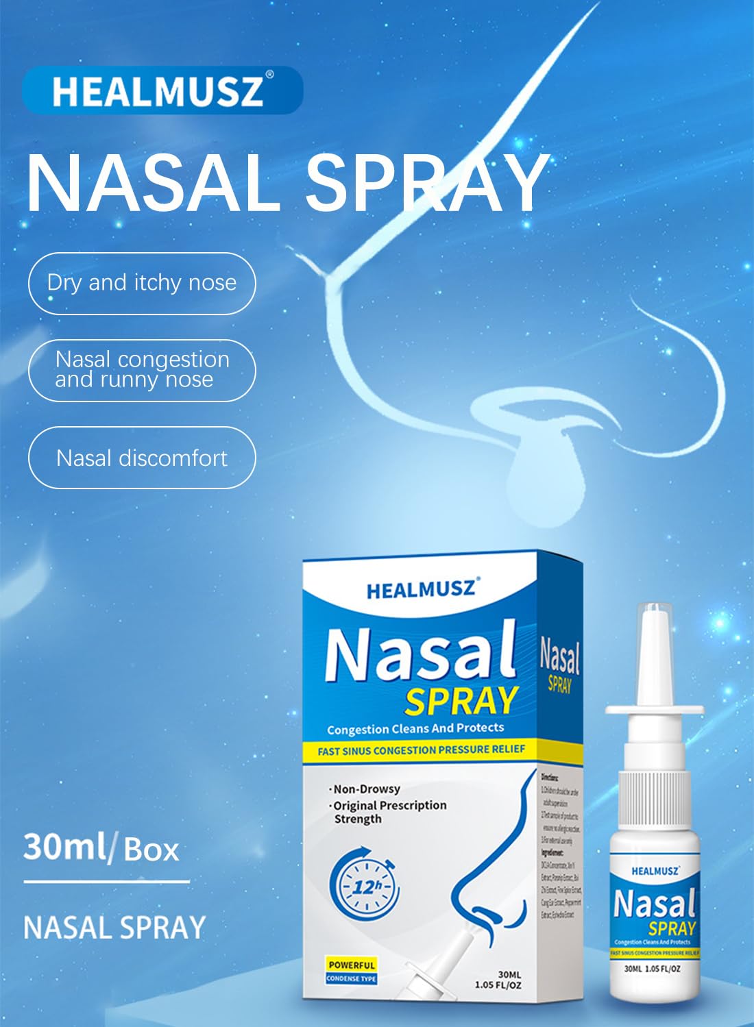 Nasal Spray Prevents and Relieves Nasal Allergy Symptoms Non-Drowsy - 30ML