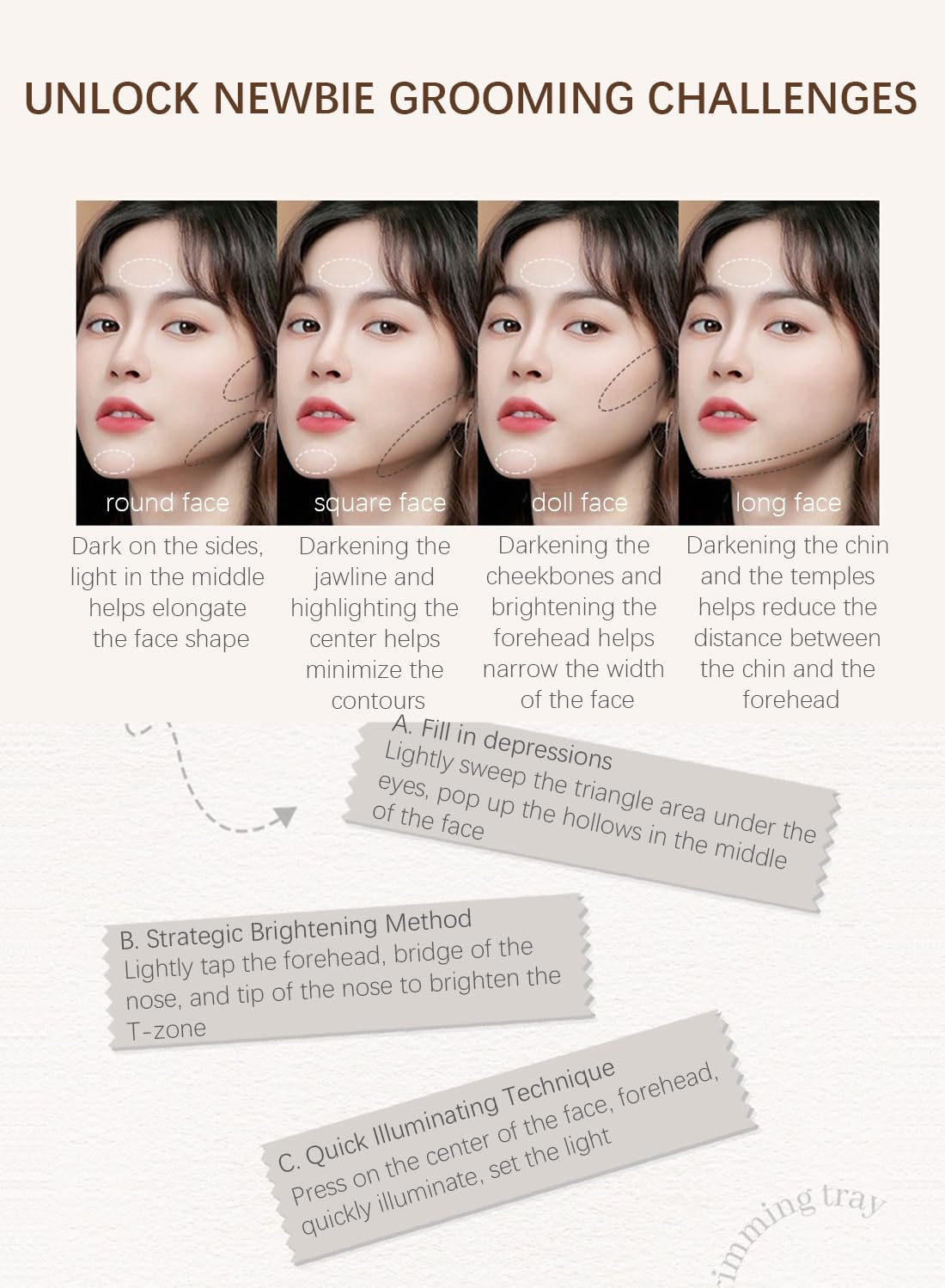 Three Colors Contour Palette, Makeup Palette Contain Contour and Highlighter, Long Lasting Waterproof Eye Makeup Palette, Contouring Palette, Matte Radiance Luminizer