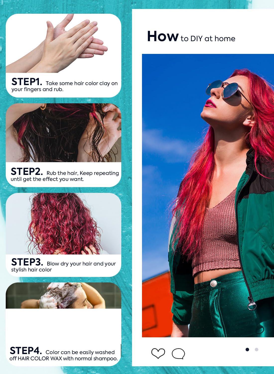 Temporary Hair Color Wax, Instant Hair Styling Clay, Safe Hair Wax Dye, Natural Washable Hair Styling Clay, Hair Dye Hair Color Wax Pomades for Cosplay, Party 100ml