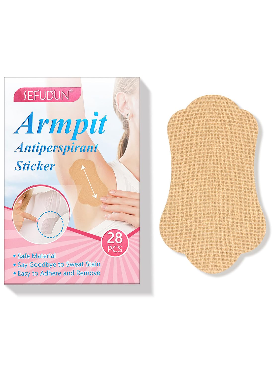 Underarm Sweat Pads, Safe Comfortable Disposable Armpit Antiperspirant Sticker, Invisible Self Adhesive Absorbent Deodorant, Sweat Armpit Protection for Sweating Women & Men 28Pcs