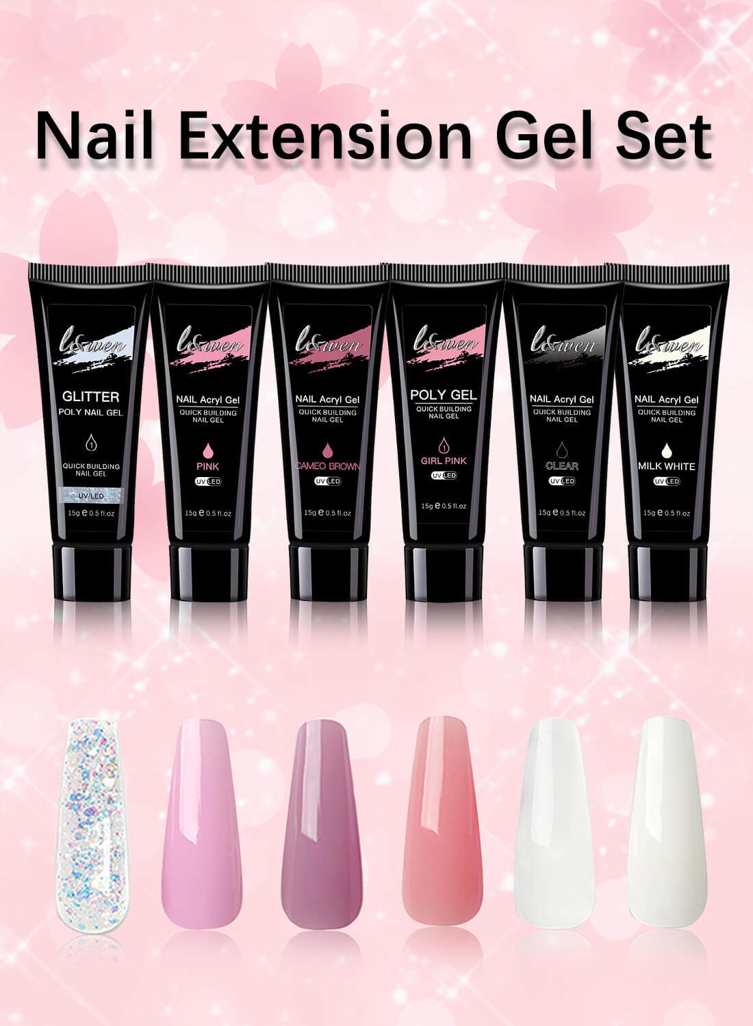 L&wen 14Pcs Nail Extension Gel Kit