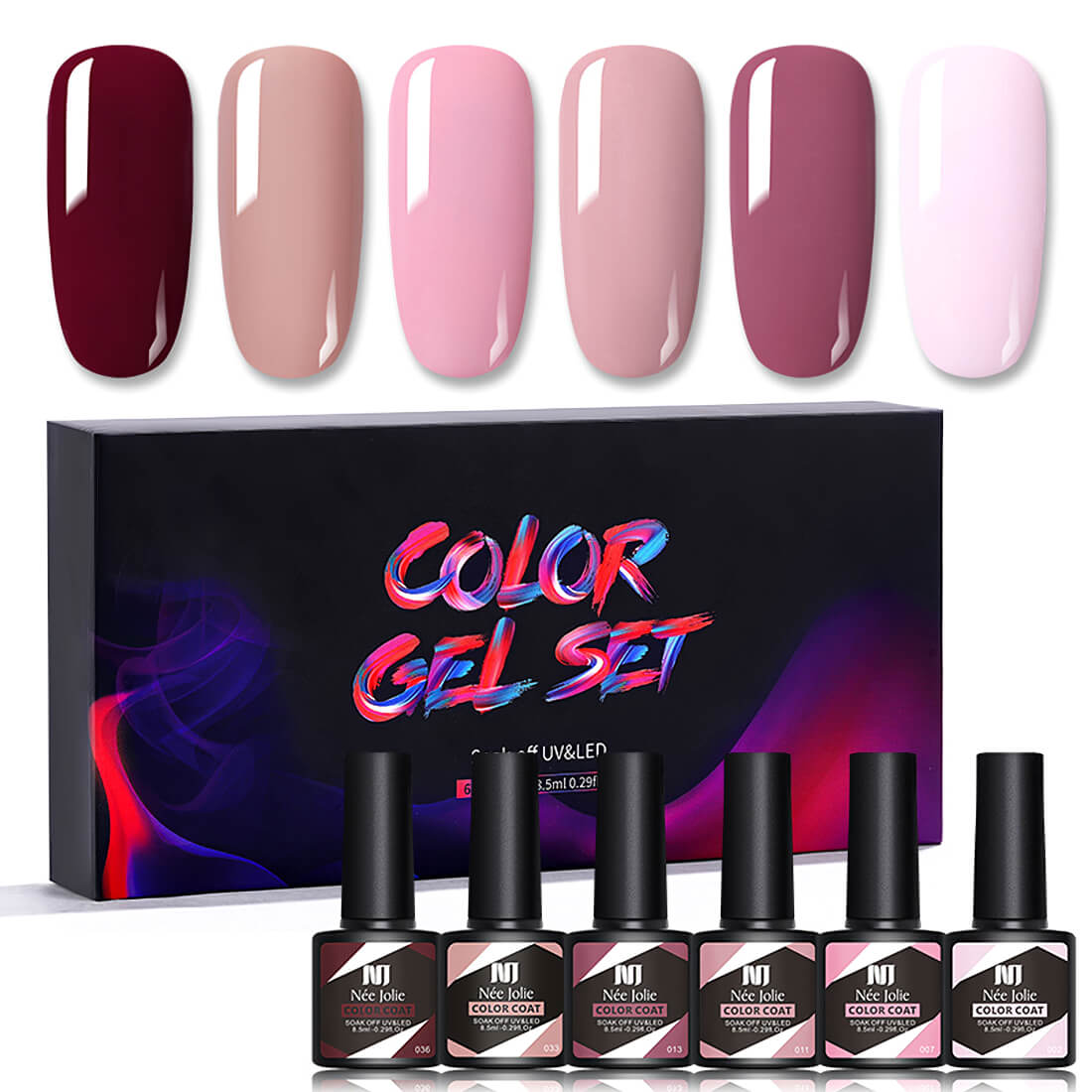 Nee Jolie 6 Color Nail Gel Polish Kit