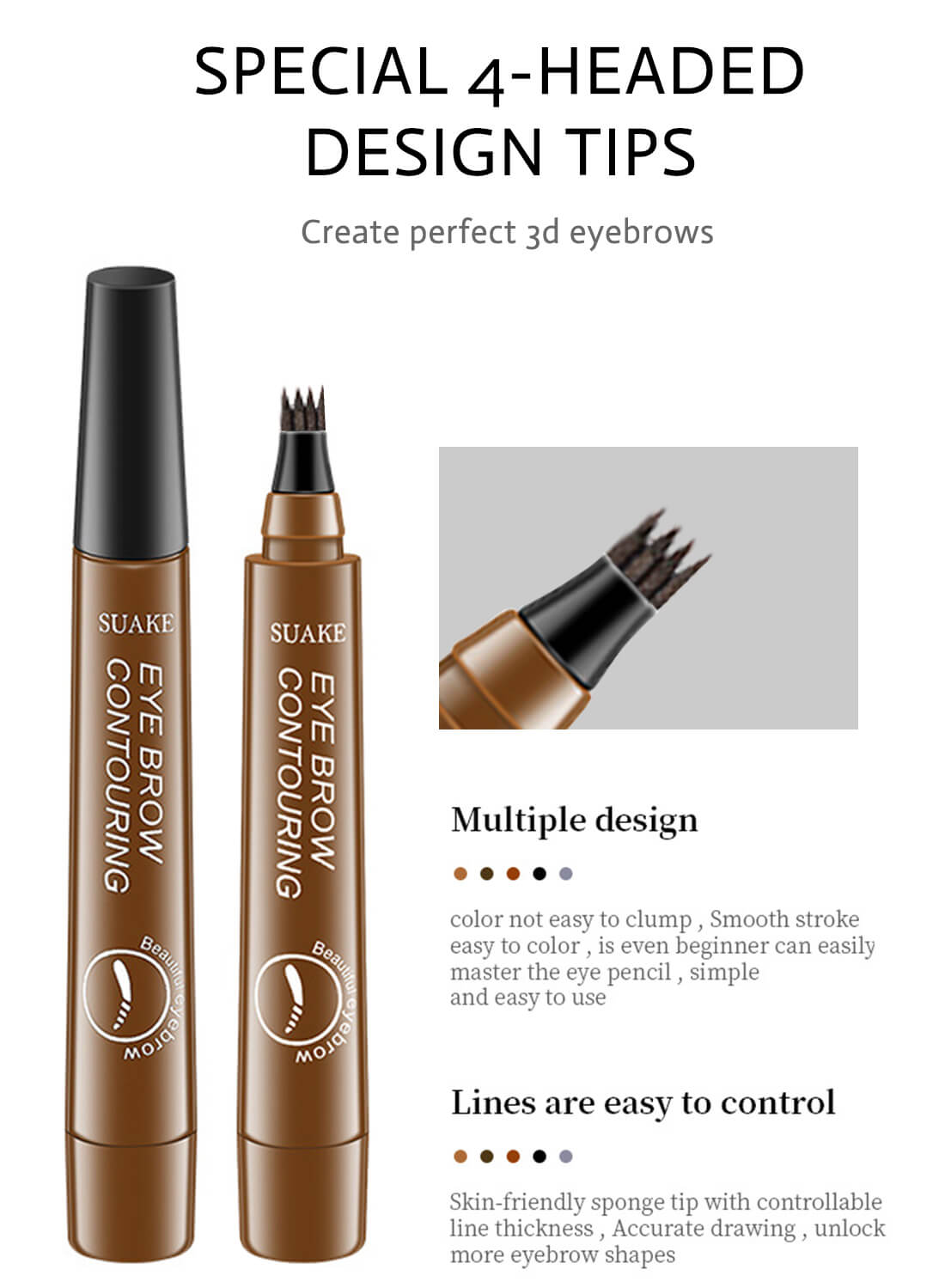 Eyebrow Pen Liquid with a Micro-Fork Tip