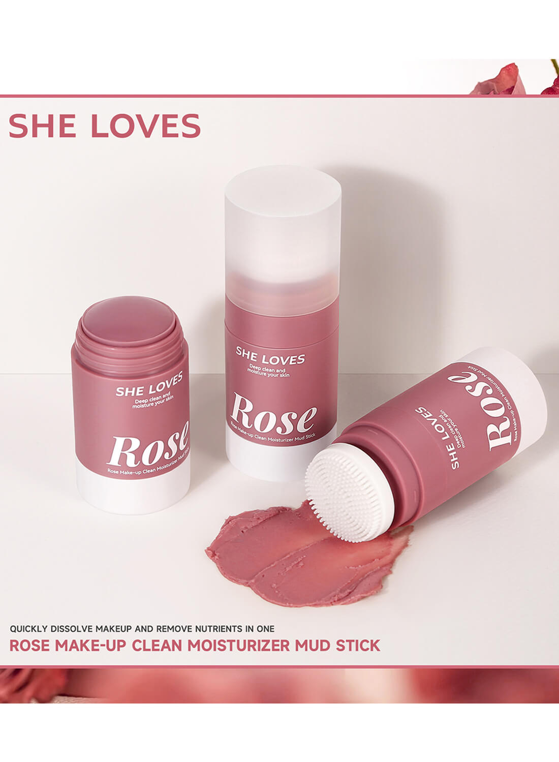 She Loves Rose Makeup Clean Moisturizer Mud Stick