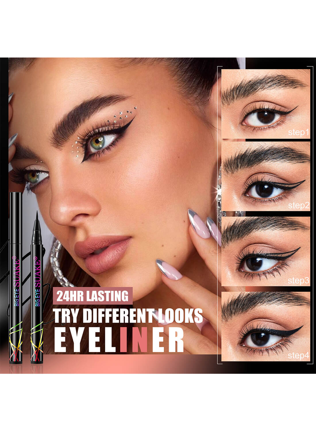 SUAKE Liquid Eyeliner with Precise Ultra Fine Felt Tip