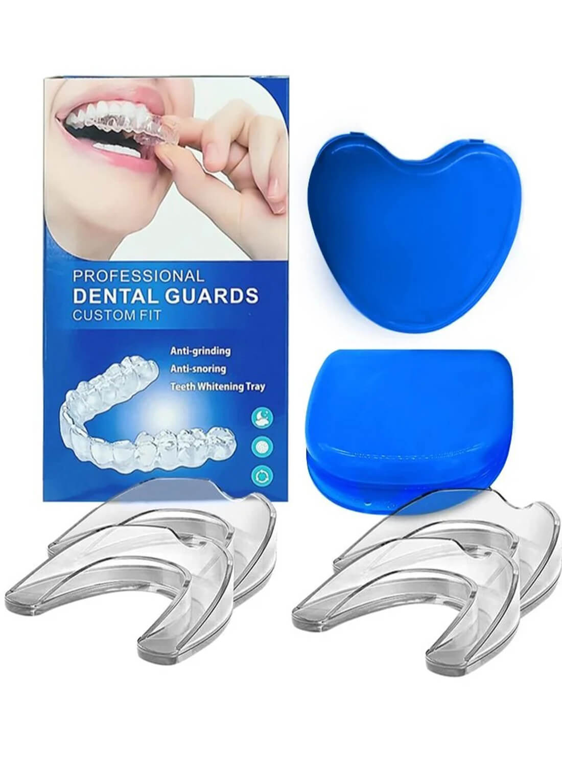 Dental Guards for Teeth Grinding 2 Sizes Pack of 4 with Storage Case