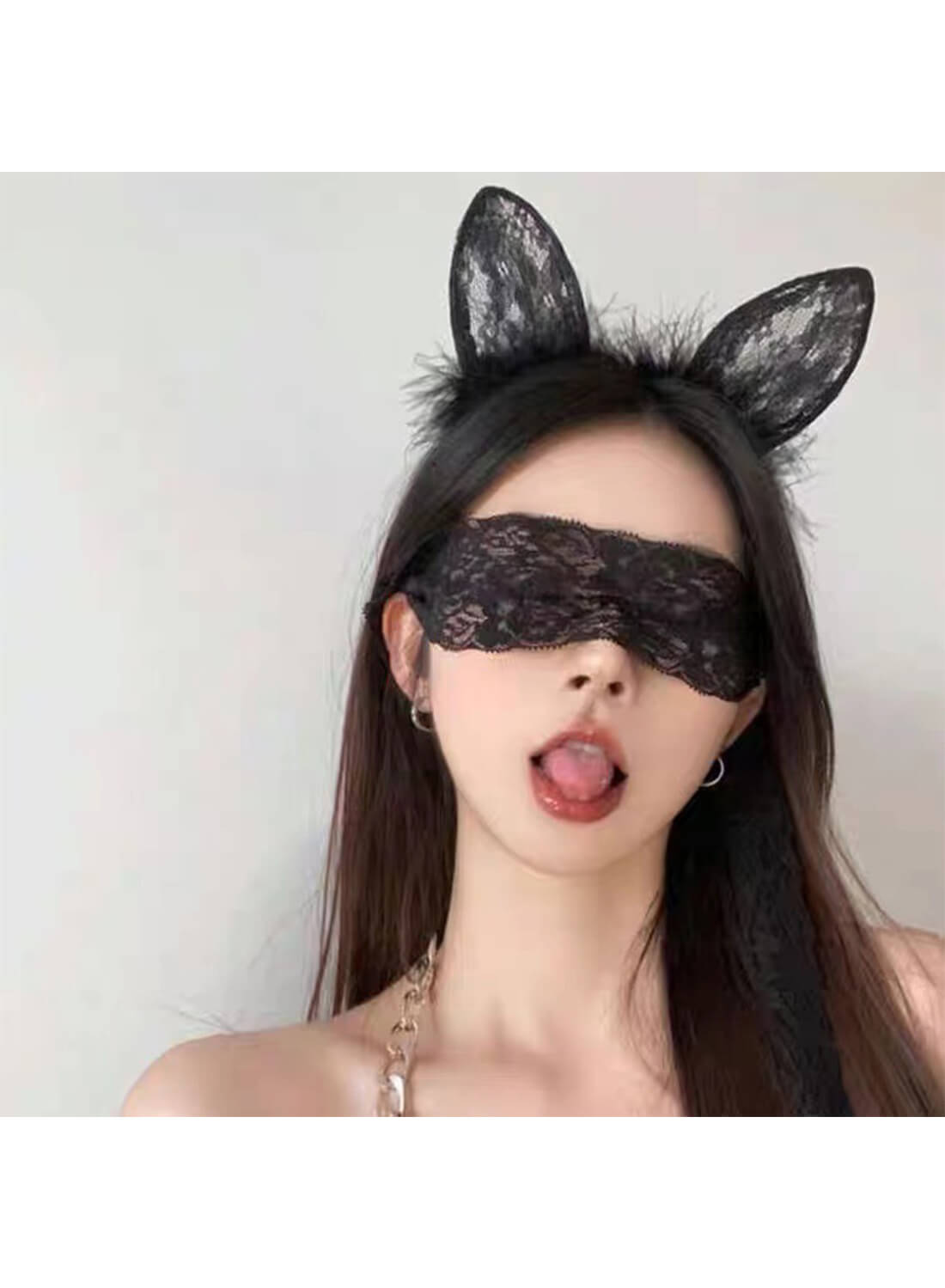 Lace Eye Mask and Lace Bunny Ears for Women