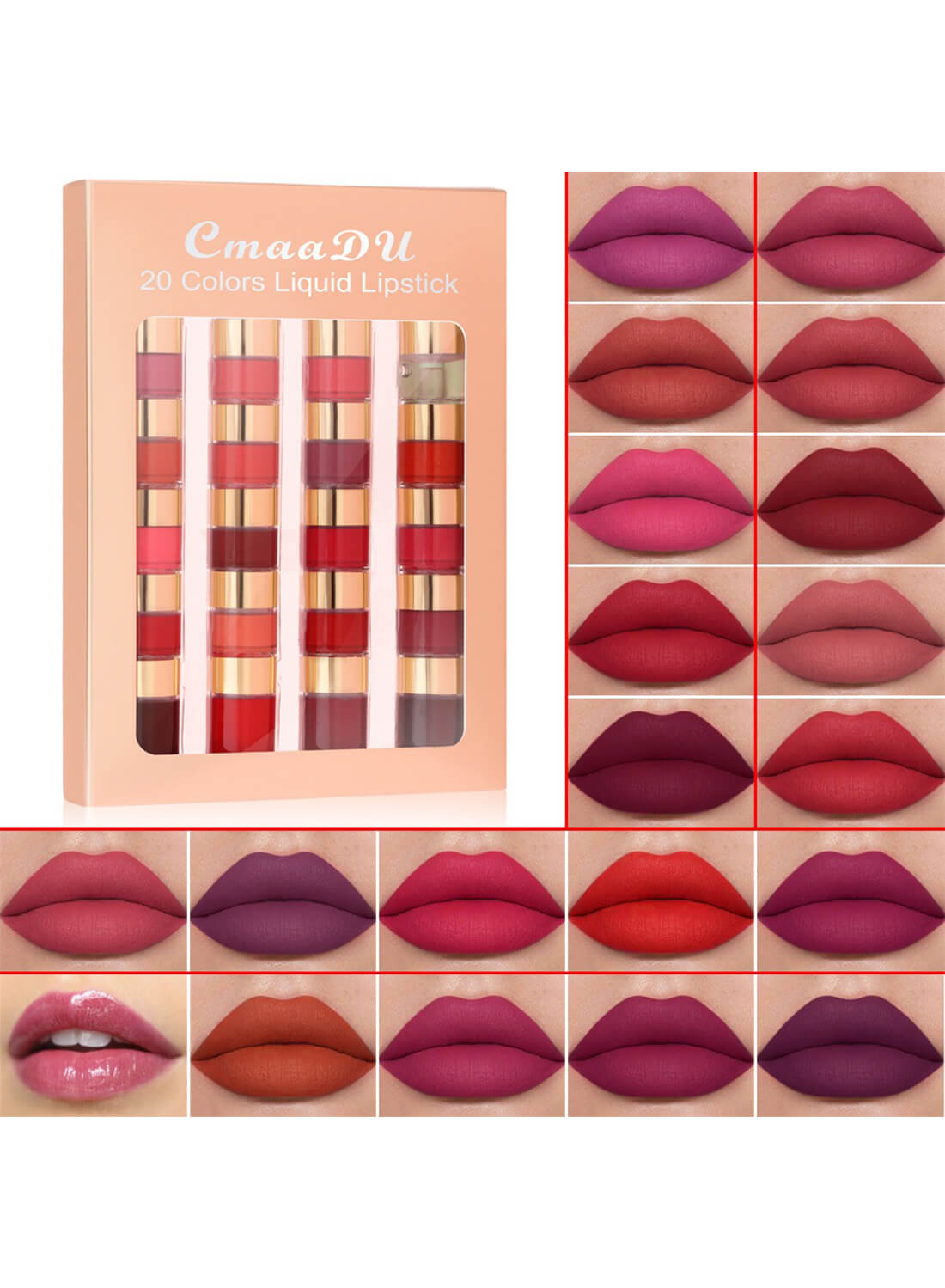 20 Colors Matte Lip Gloss Set, Makeup Gift Set for Girls Women