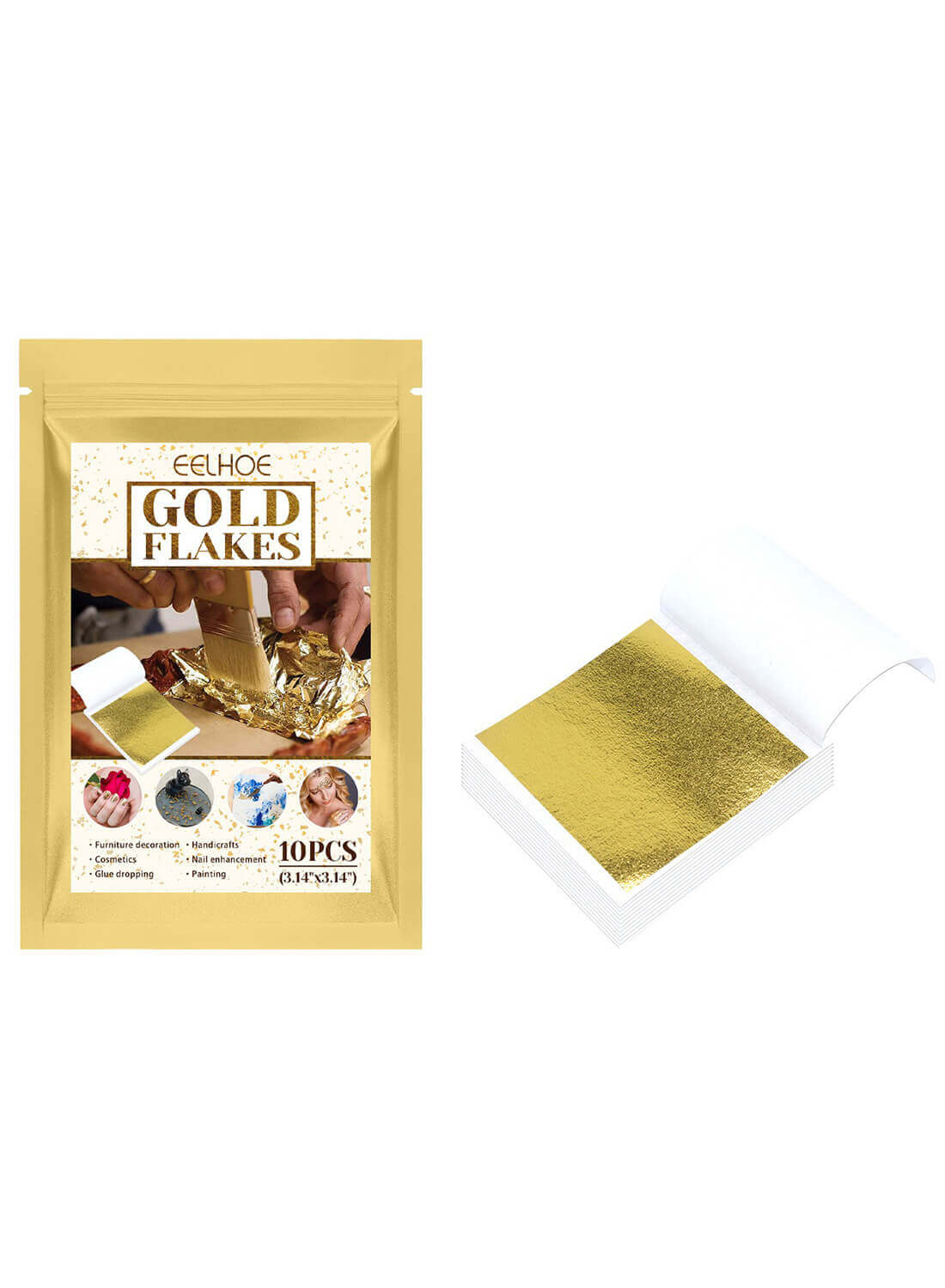 Gold Flakes, Multifunctional Gold Leaf Flakes for Resin 10Pcs