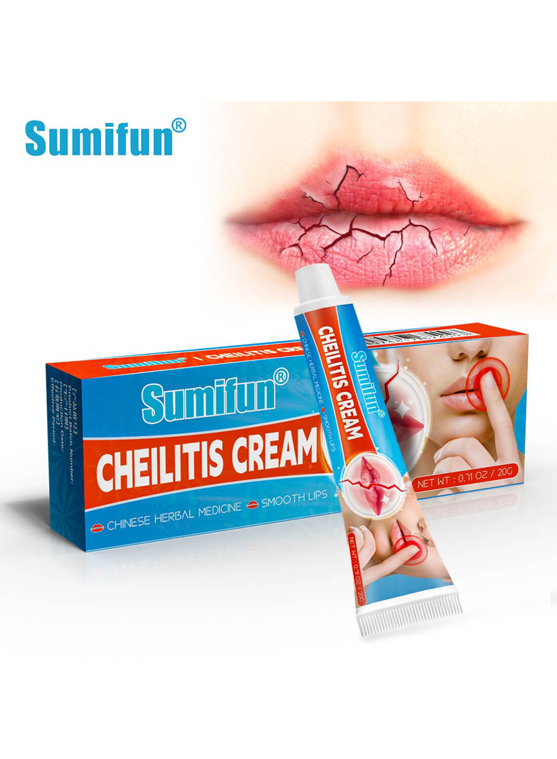 Cheilitis Cream, Lip Care for Dry Cracked Lips 20G