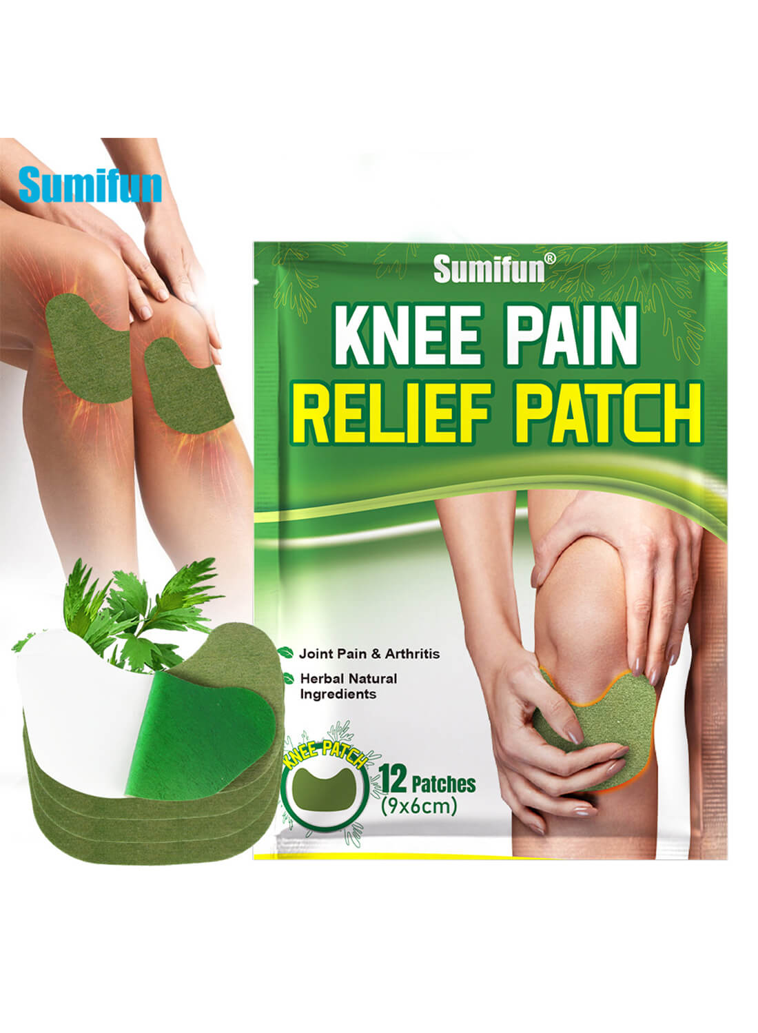 Knee Pain Relief Patch for Knee Back Neck Shoulder (12Pcs)