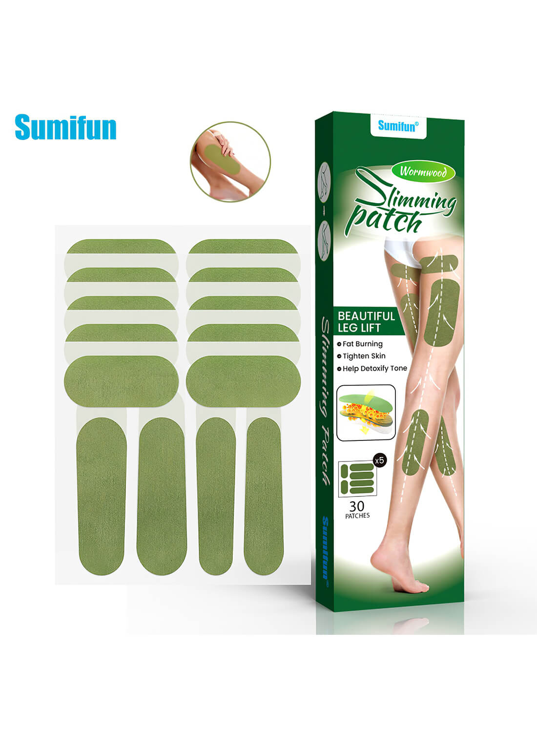 Wormwood Slimming Patch, Wormwood Legs Stickers with Natural Plant Extracts (30 Patches)