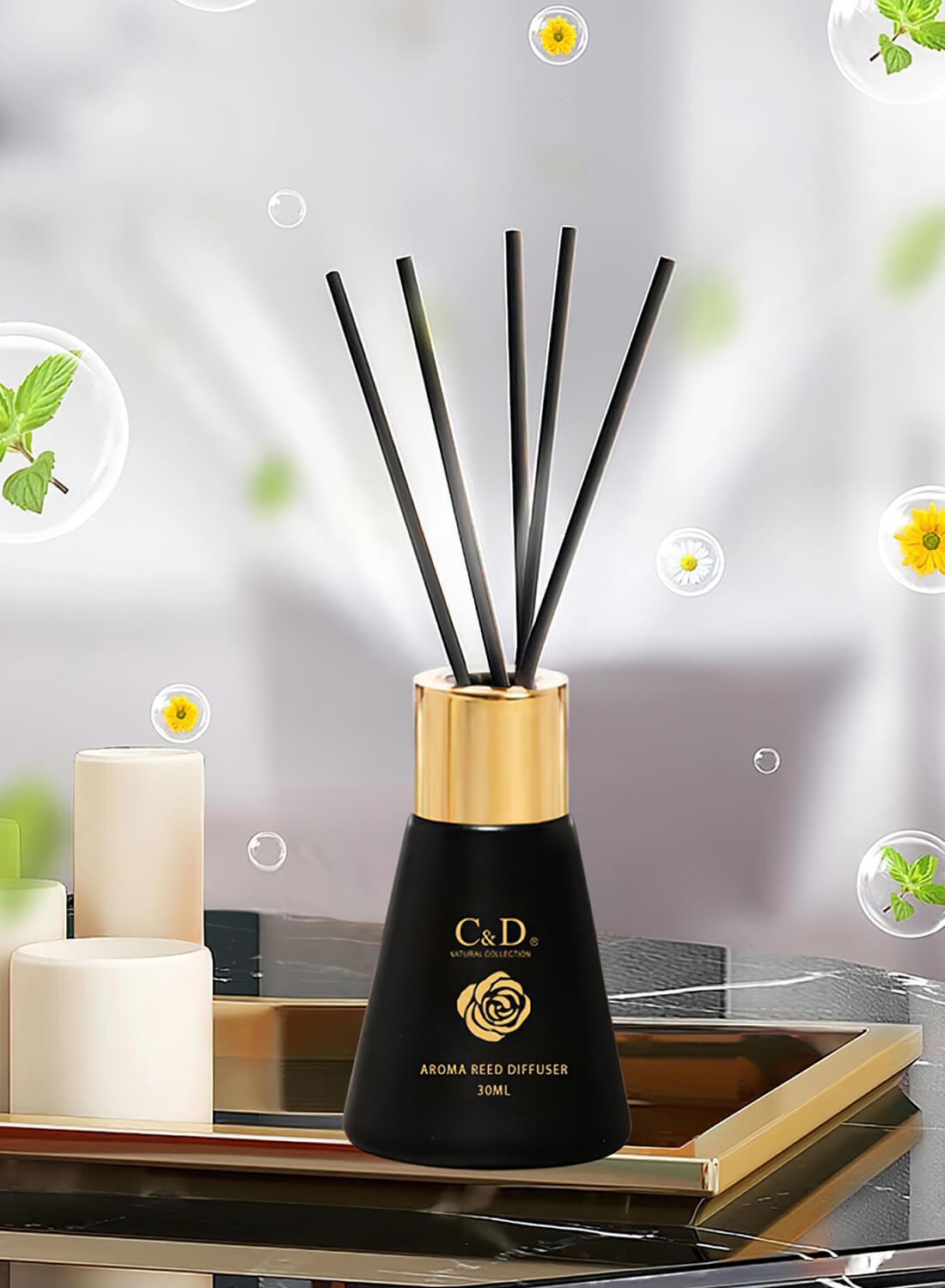 Reed Diffuser, Air Fresh Essential Oil Diffuser 30ml